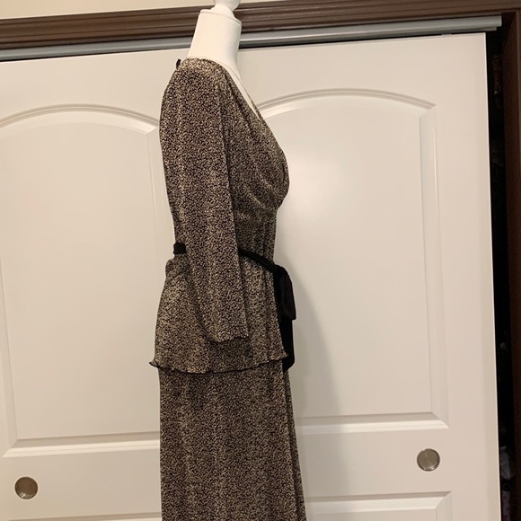 CONNECTED APPAREL BROWN BELTED MIDI DRESS - Picture 4 of 13